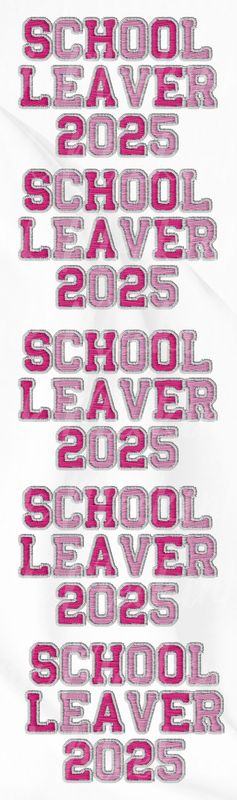 1 Meter School Leavers Pink Faux Embroidery Effect DTF Decals