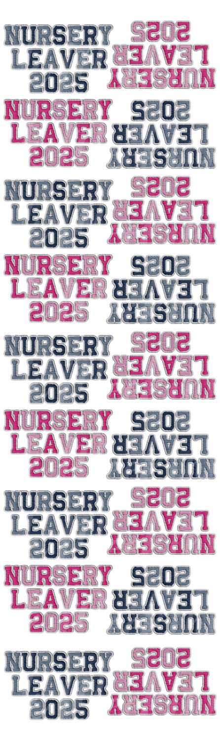 1 Meter Nursery Leavers Pink &amp; Blue Faux Embroidery Effect DTF Decals