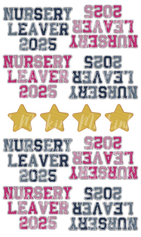 1/2 Meter Nursery Leavers Faux Embroidery Effect DTF Decal
