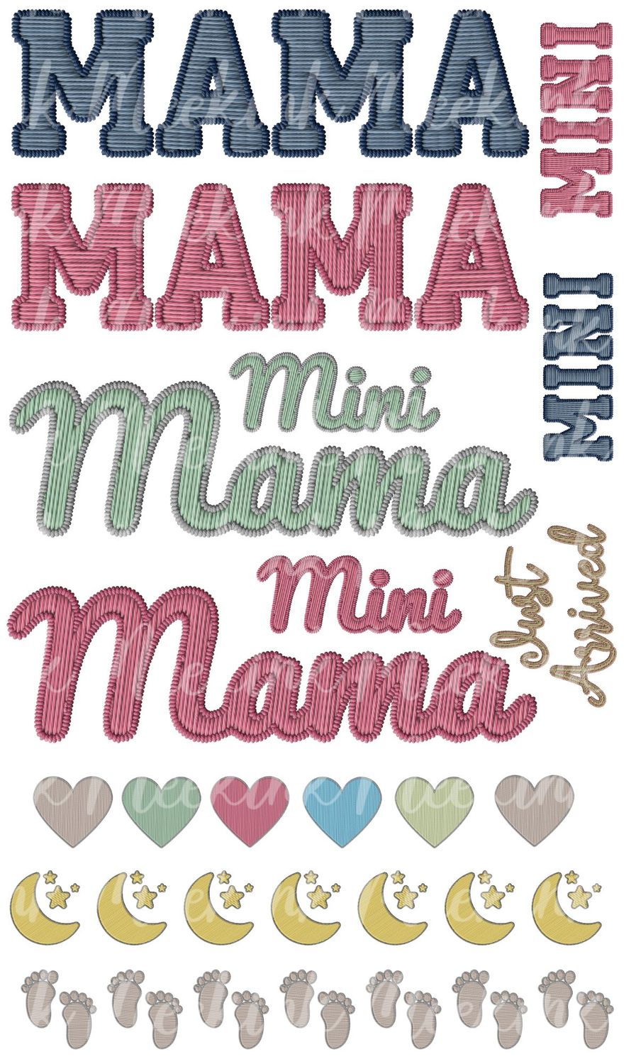 1/2 Meter Mama/Mini Faux Embroidery Effect DTF Decal