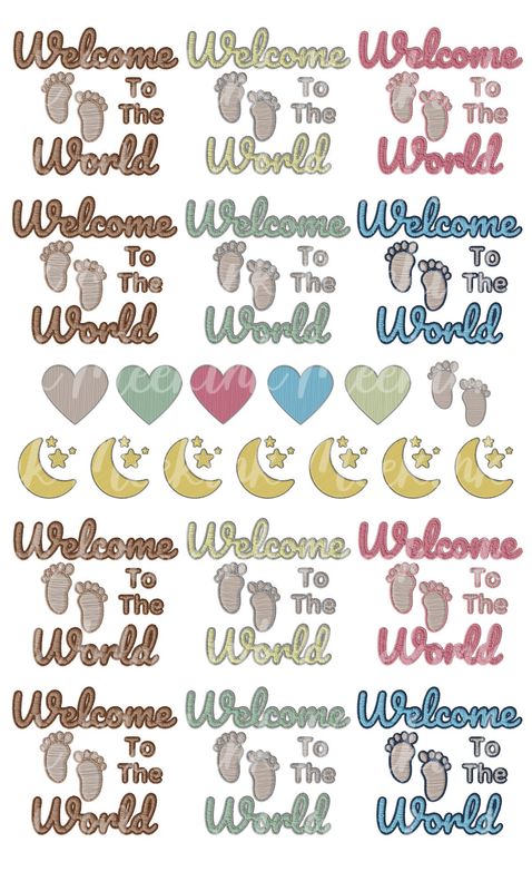 1/2 Meter Welcome To The World Faux Embroidery Effect DTF Decal
