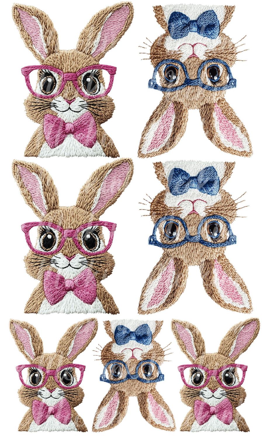1/2 Meter Bunnies Faux Embroidery Effect DTF Decal