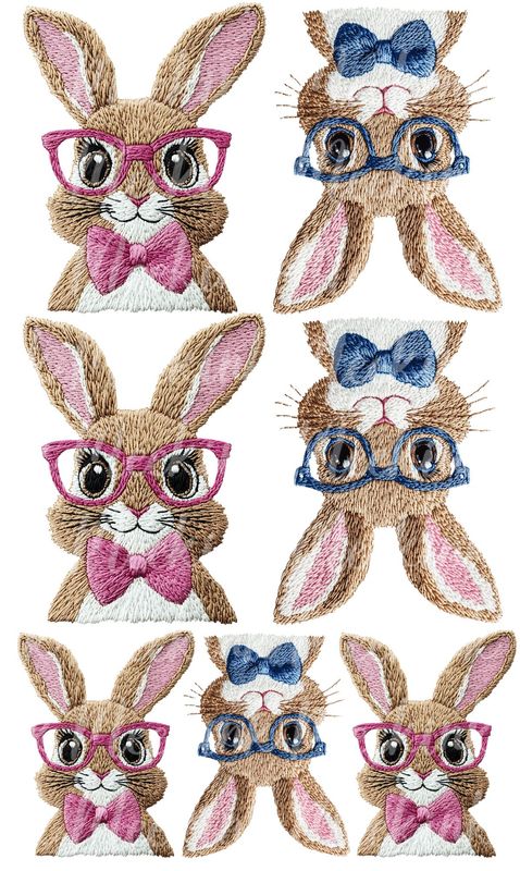 1/2 Meter Bunnies Faux Embroidery Effect DTF Decal