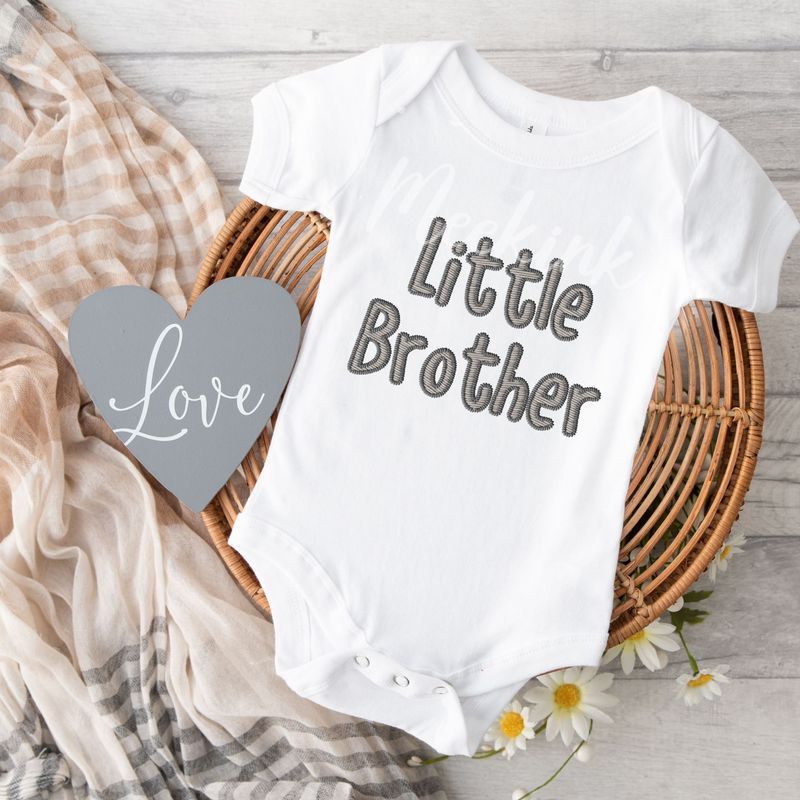 Faux Embroidery Effect Little Brother Neutral DTF Decal