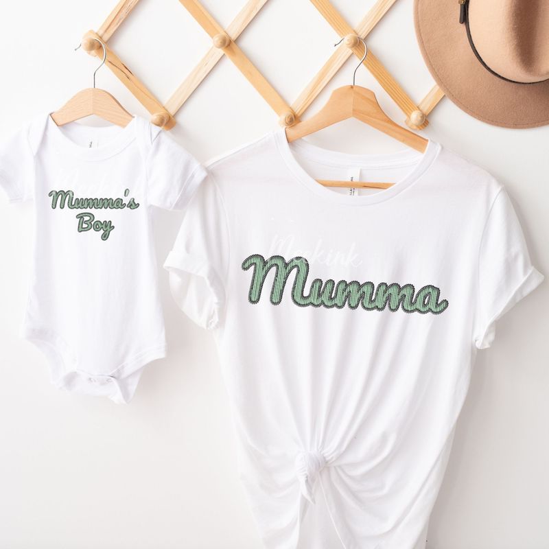Faux Effect Mumma &amp; Mumma&#39;s Boy Mint DTF Decal