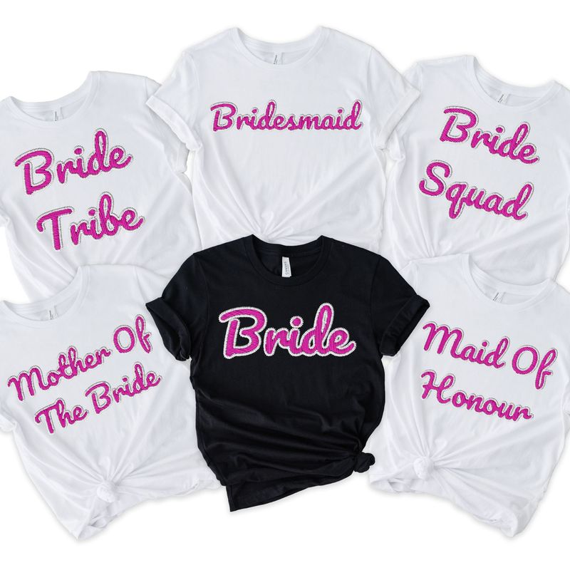 Faux Embroidery Effect Pink Bridal Roles DTF Decal