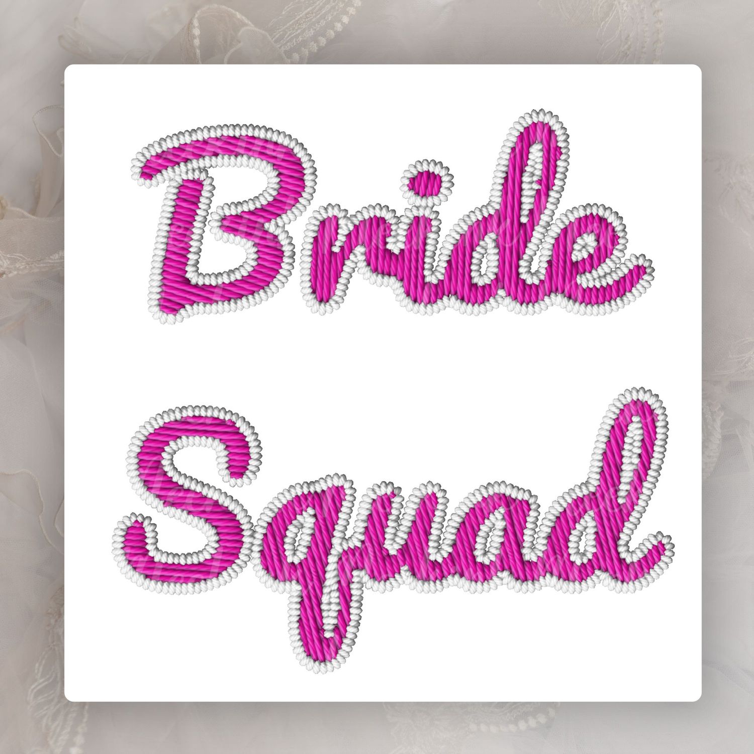 Faux Embroidery Effect Pink Bridal Roles DTF Decal