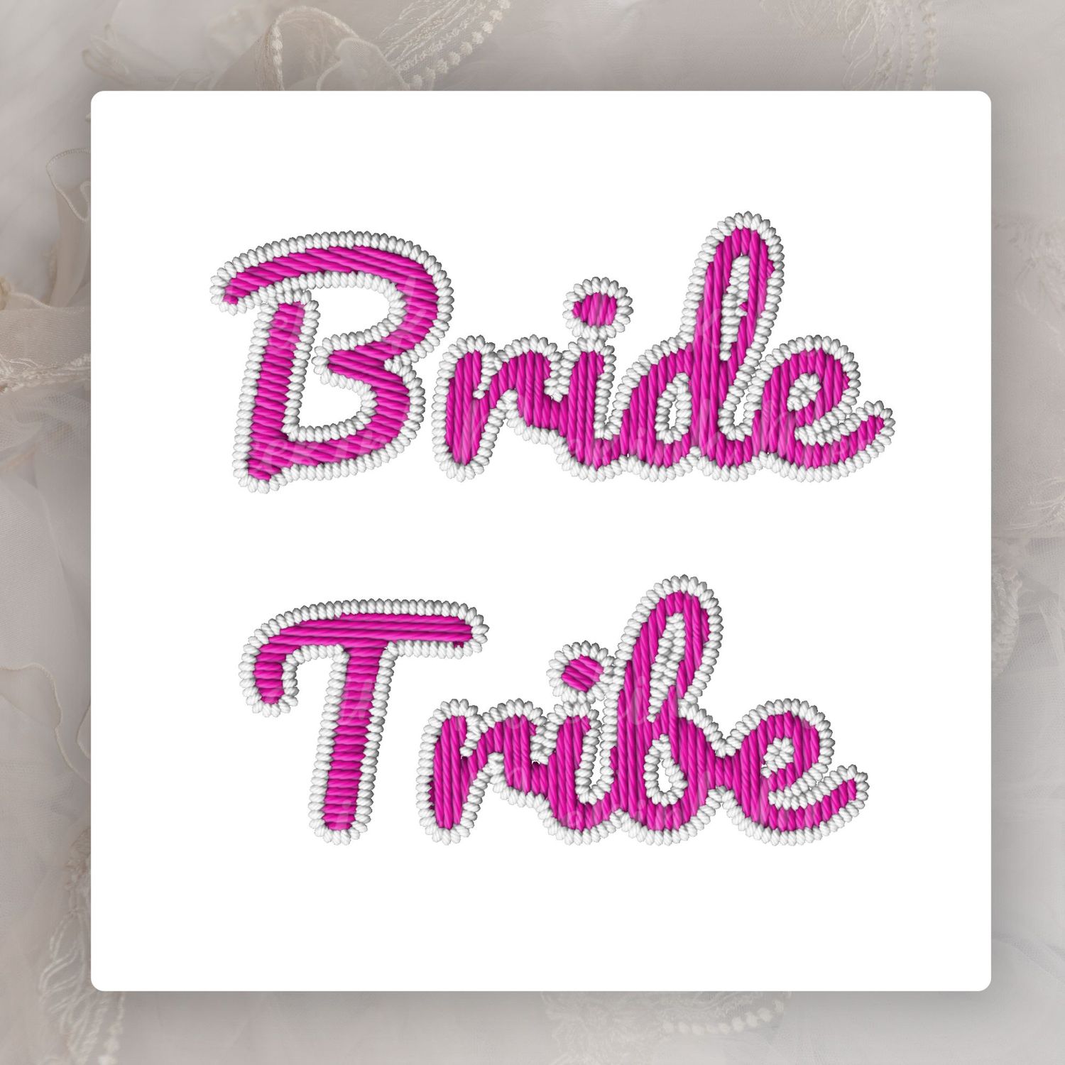 Faux Embroidery Effect Pink Bridal Roles DTF Decal