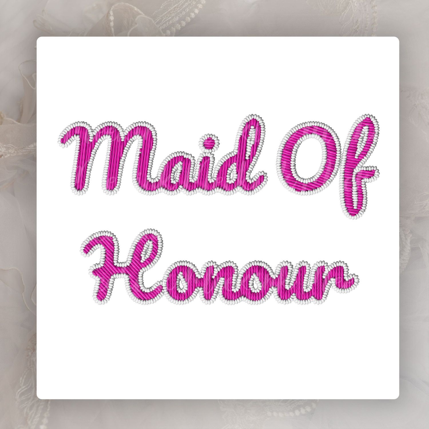 Faux Embroidery Effect Pink Bridal Roles DTF Decal