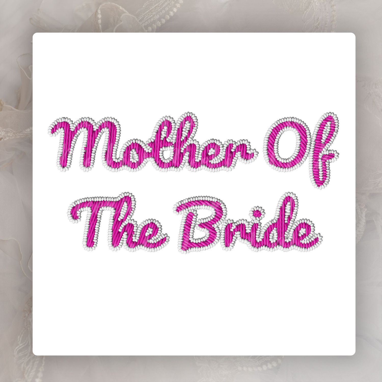 Faux Embroidery Effect Pink Bridal Roles DTF Decal