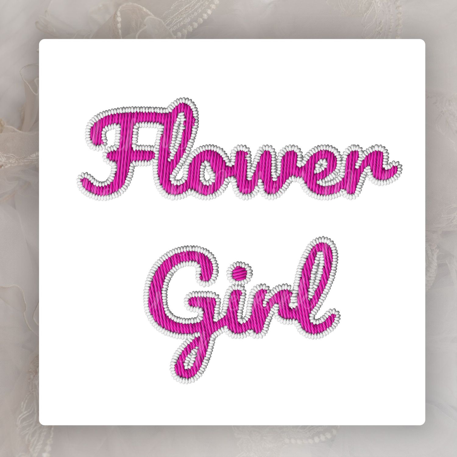 Faux Embroidery Effect Pink Bridal Roles DTF Decal