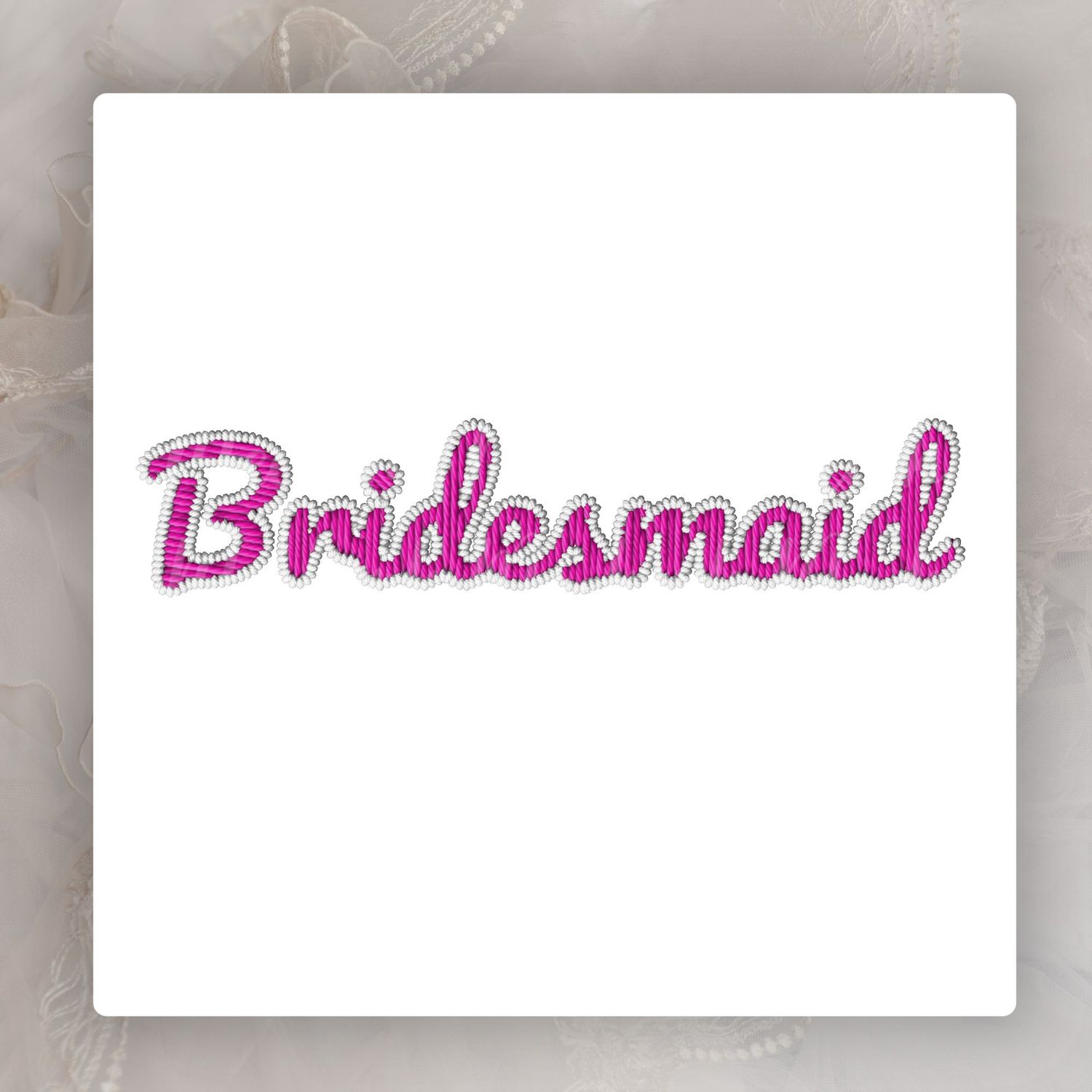 Faux Embroidery Effect Pink Bridal Roles DTF Decal
