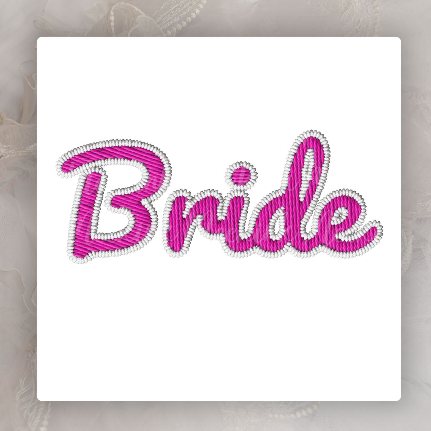 Faux Embroidery Effect Pink Bridal Roles DTF Decal