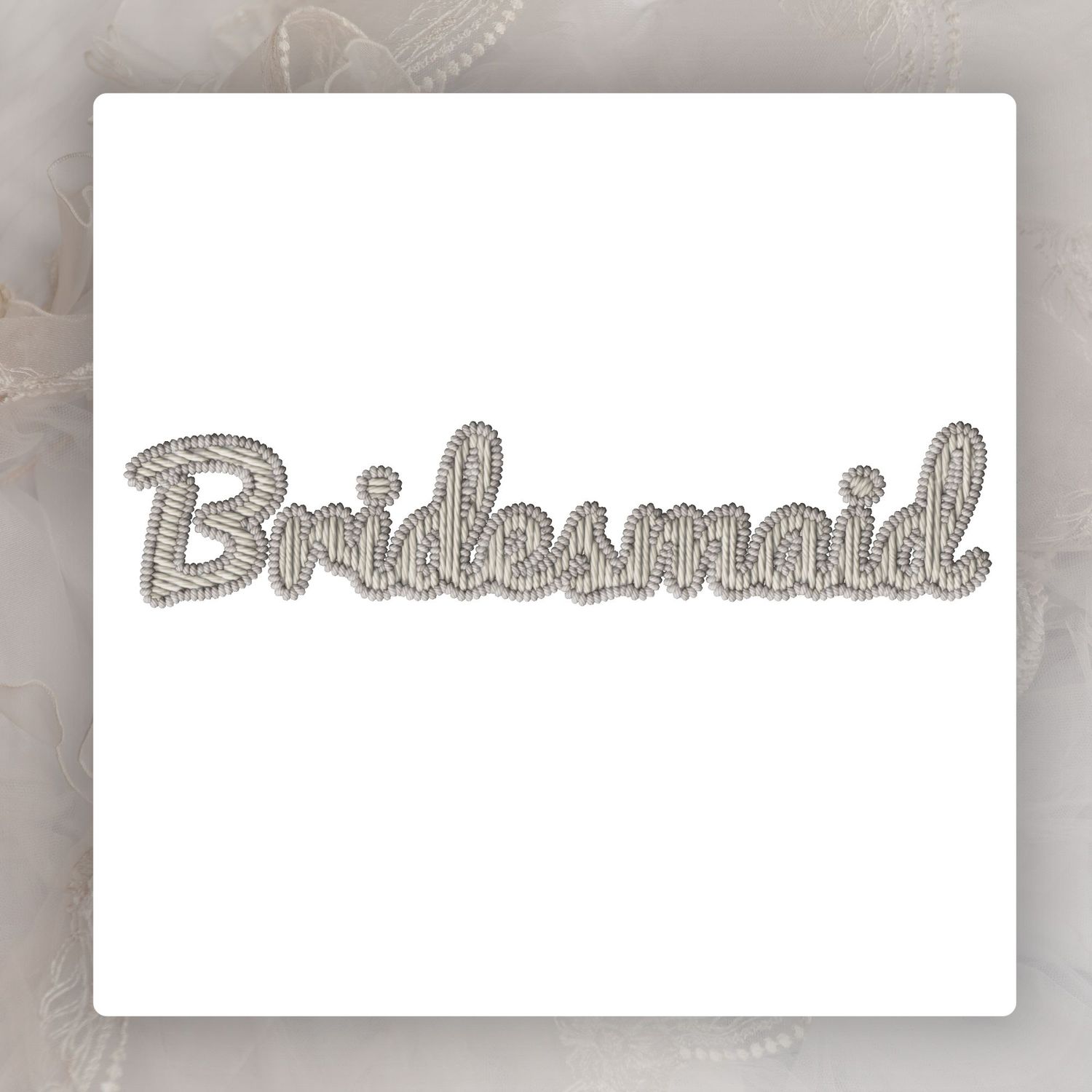 Faux Embroidery Effect Natural Beige Wedding Roles DTF Decal