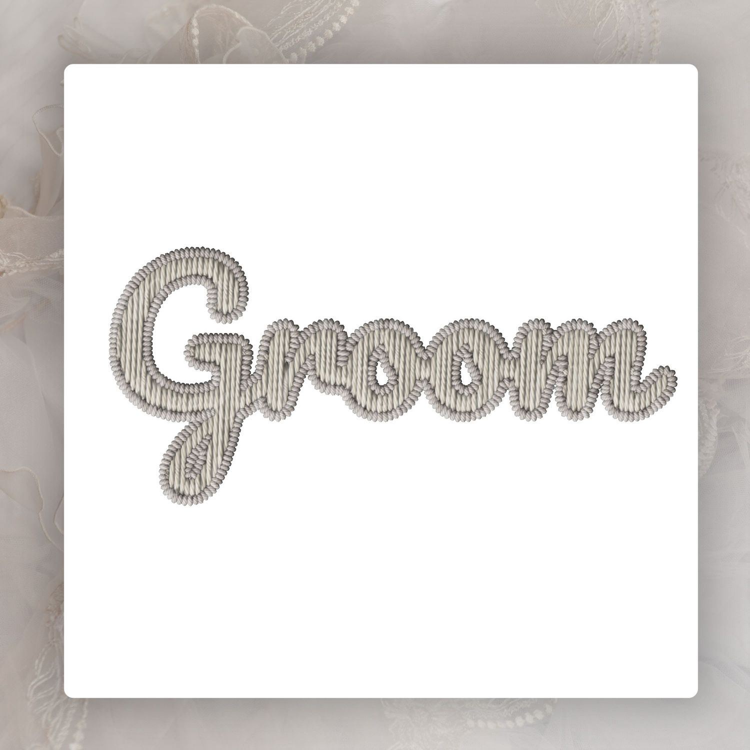 Faux Embroidery Effect Natural Beige Wedding Roles DTF Decal