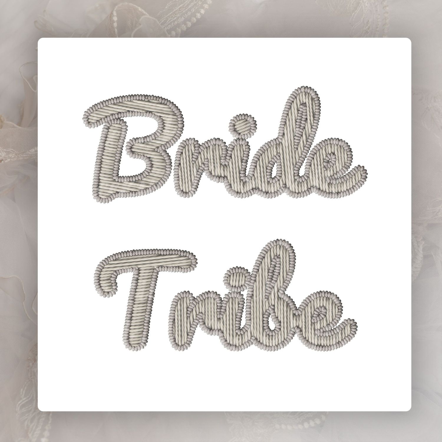 Faux Embroidery Effect Natural Beige Wedding Roles DTF Decal