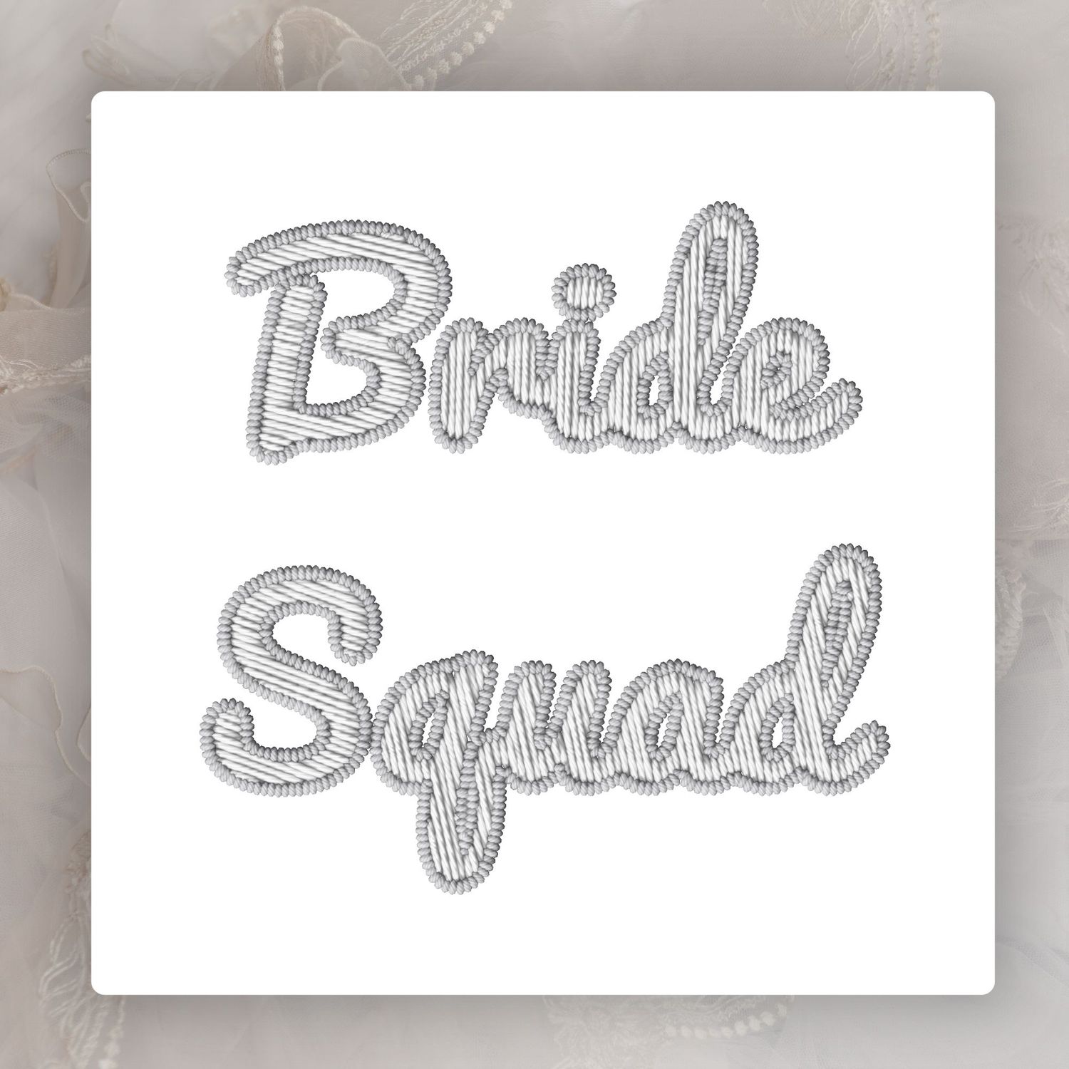 Faux Embroidery Effect Grey/White Wedding Roles DTF Decal