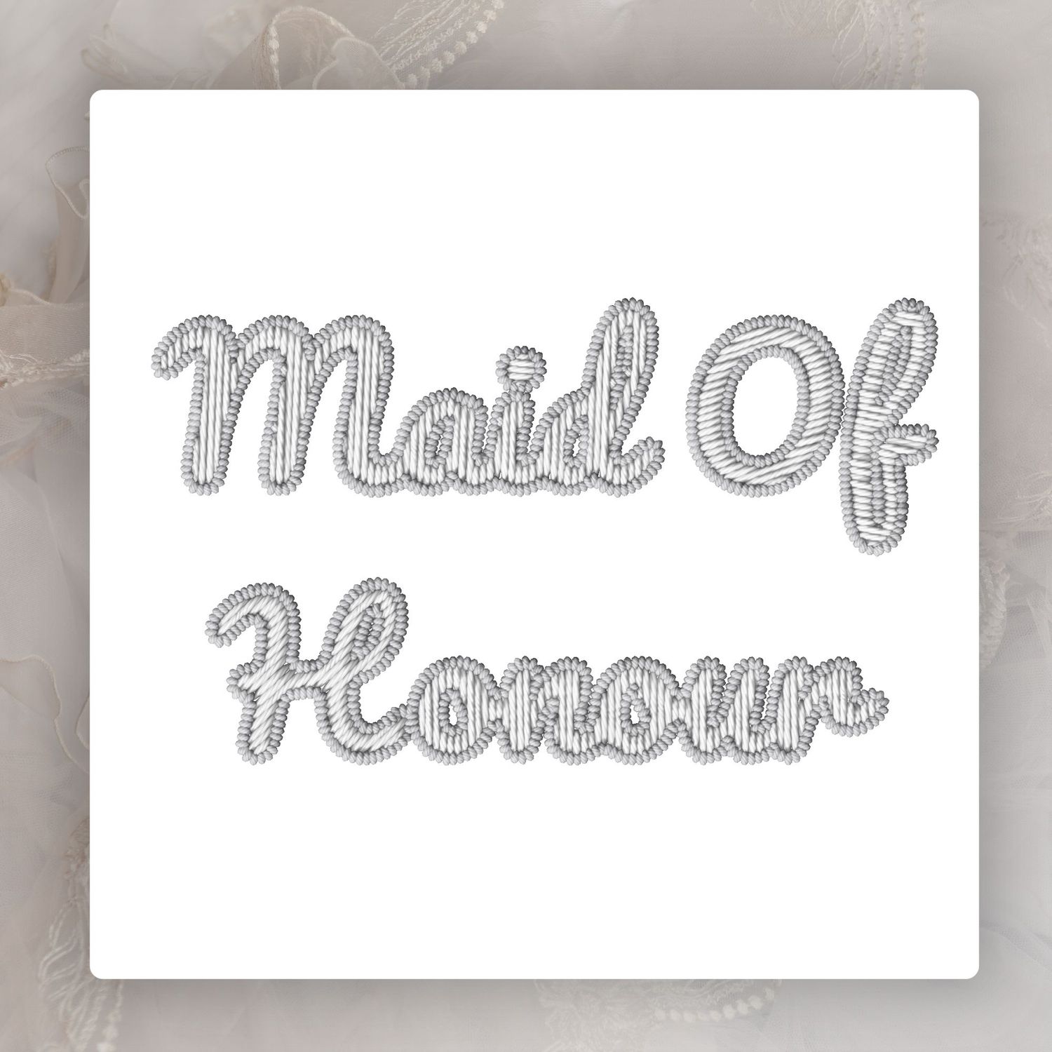Faux Embroidery Effect Grey/White Wedding Roles DTF Decal