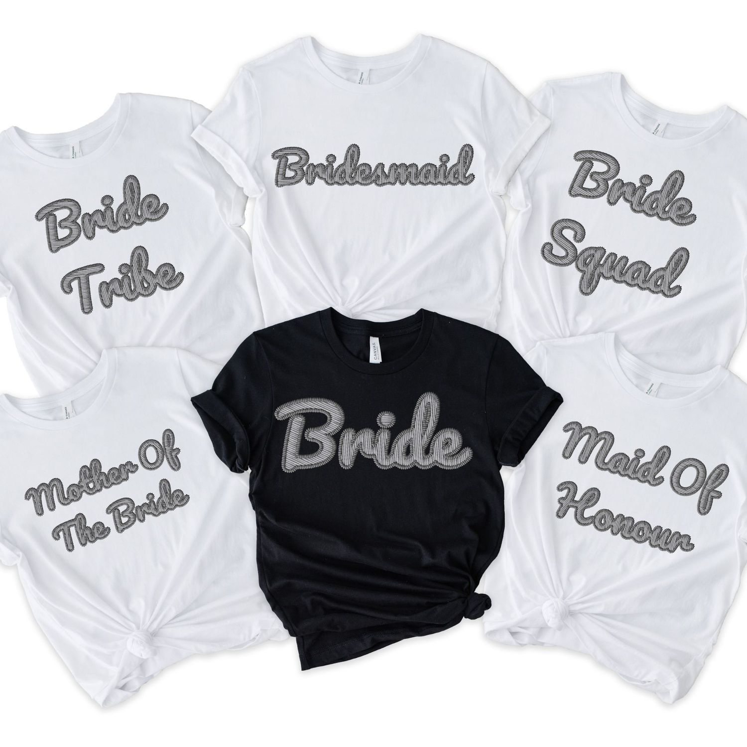 Faux Embroidery Effect Natural Grey Wedding Roles DTF Decal
