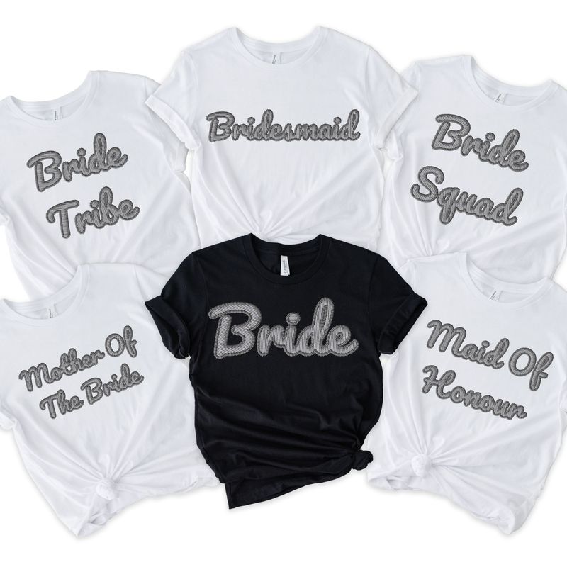 Faux Embroidery Effect Natural Grey Wedding Roles DTF Decal