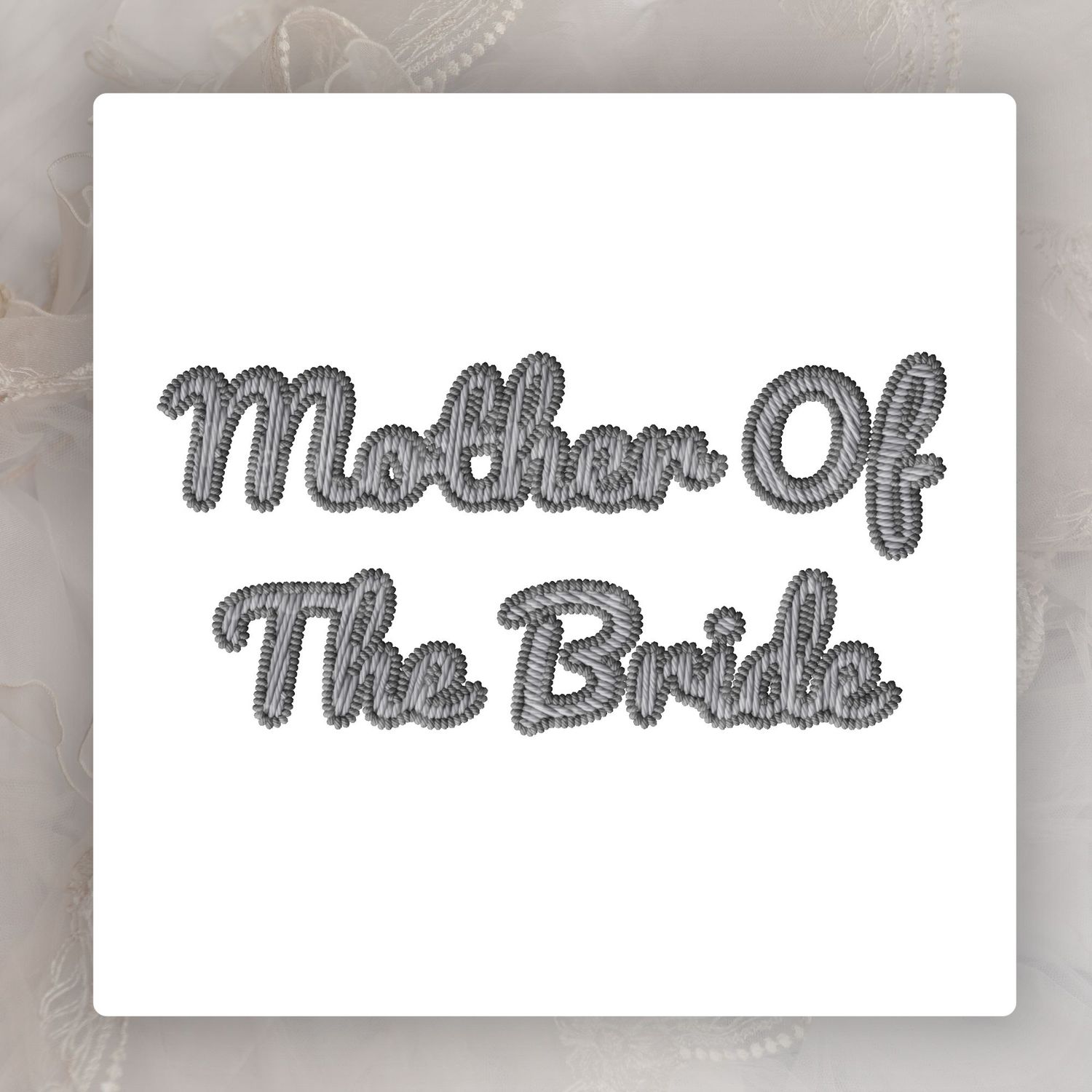 Faux Embroidery Effect Natural Grey Wedding Roles DTF Decal