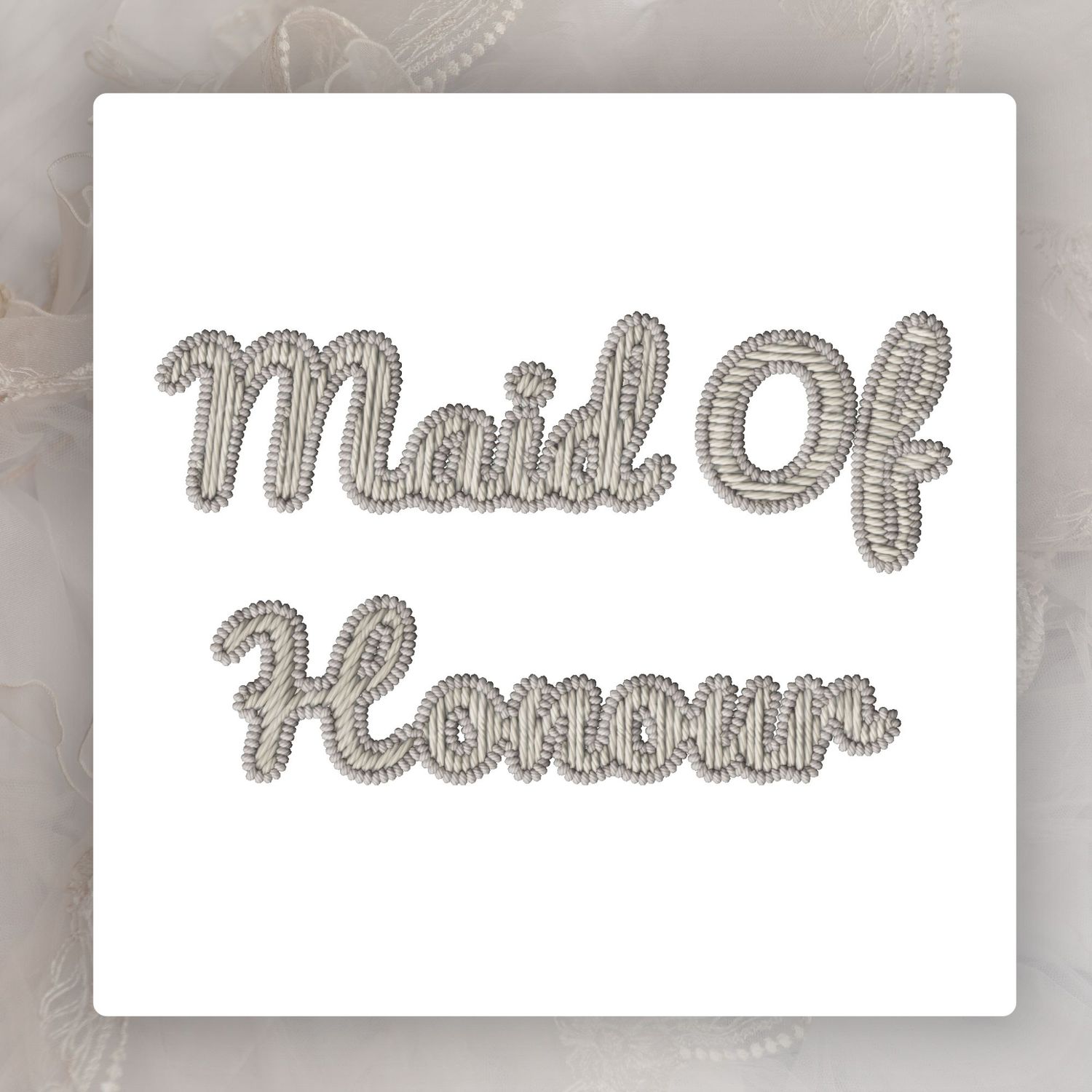 Faux Embroidery Effect Natural Beige Wedding Roles DTF Decal