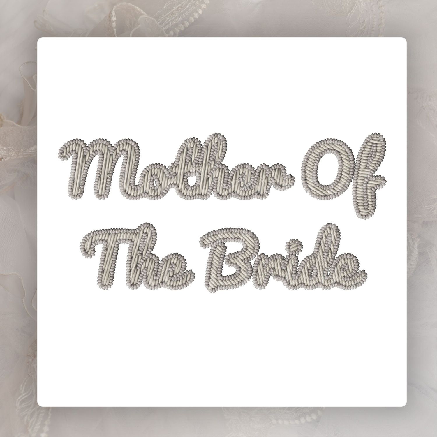 Faux Embroidery Effect Natural Beige Wedding Roles DTF Decal