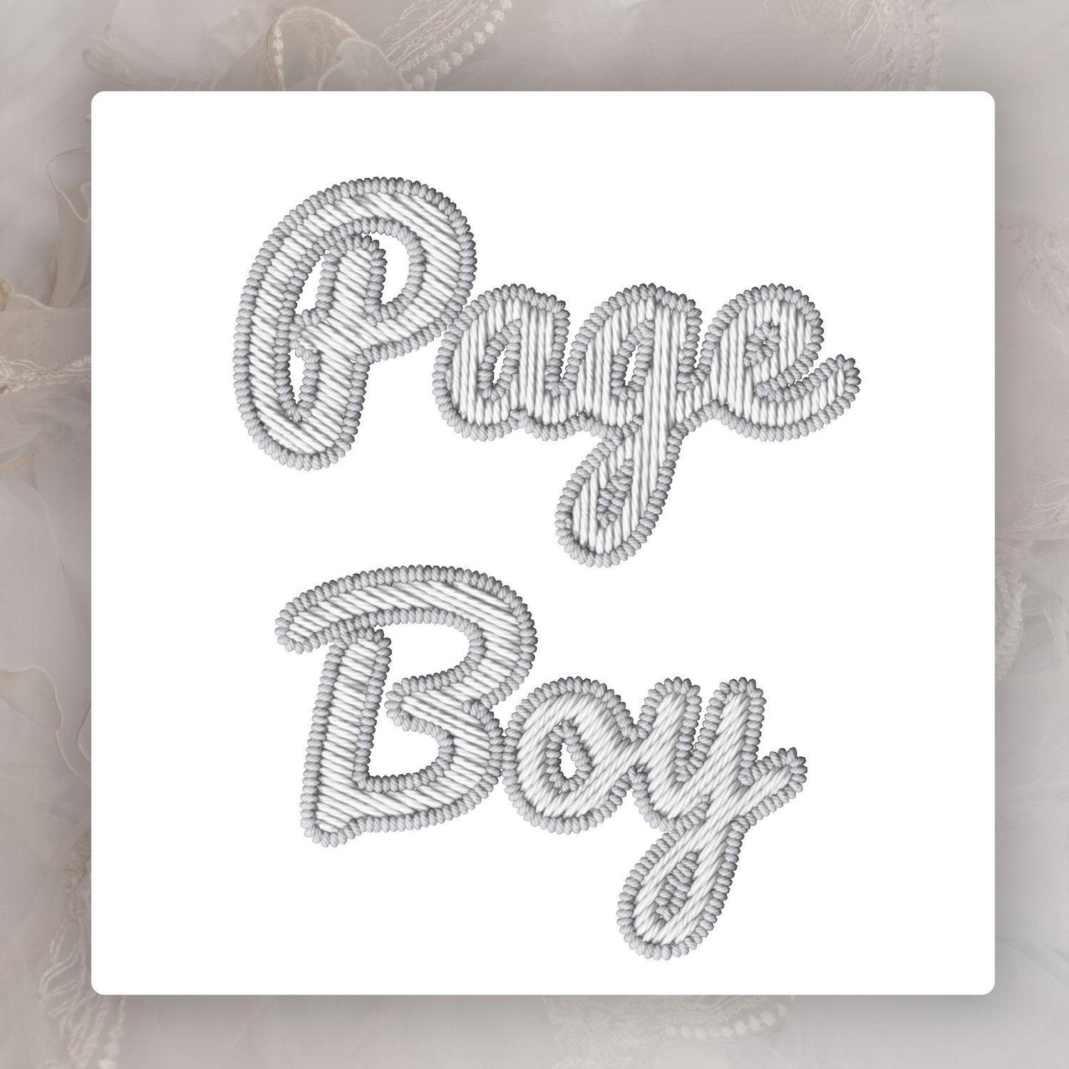 Faux Embroidery Effect Grey/White Wedding Roles DTF Decal