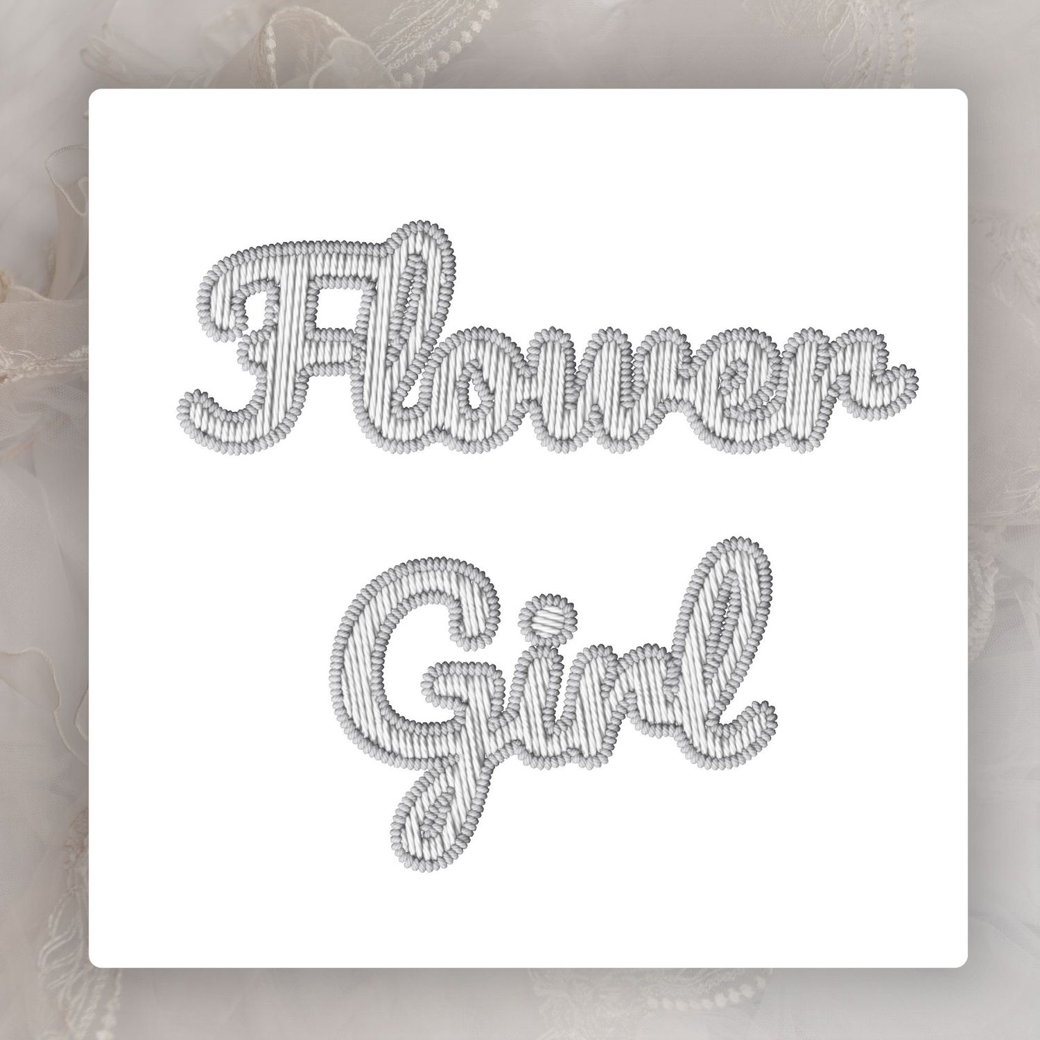Faux Embroidery Effect Grey/White Wedding Roles DTF Decal