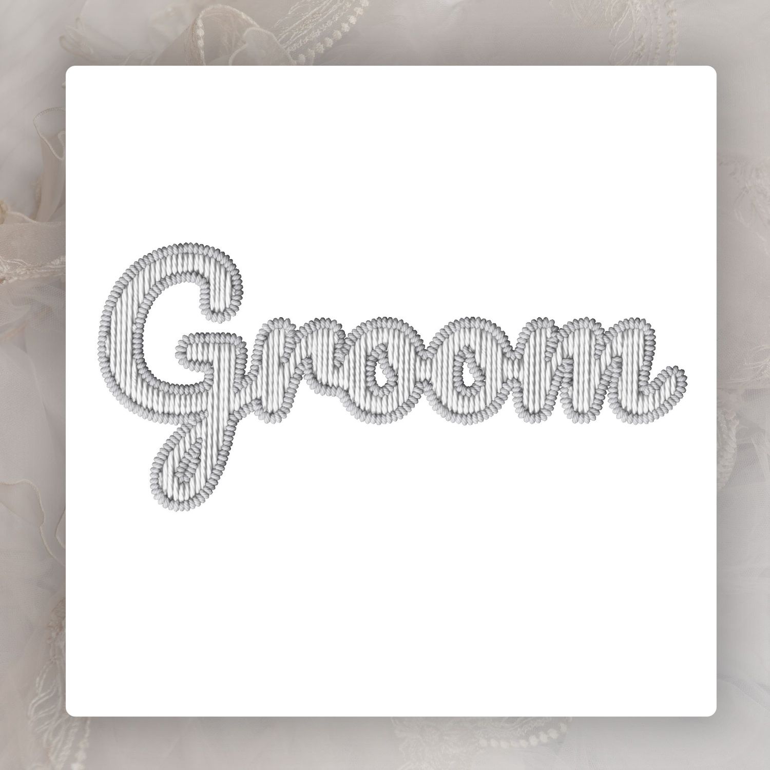 Faux Embroidery Effect Grey/White Wedding Roles DTF Decal