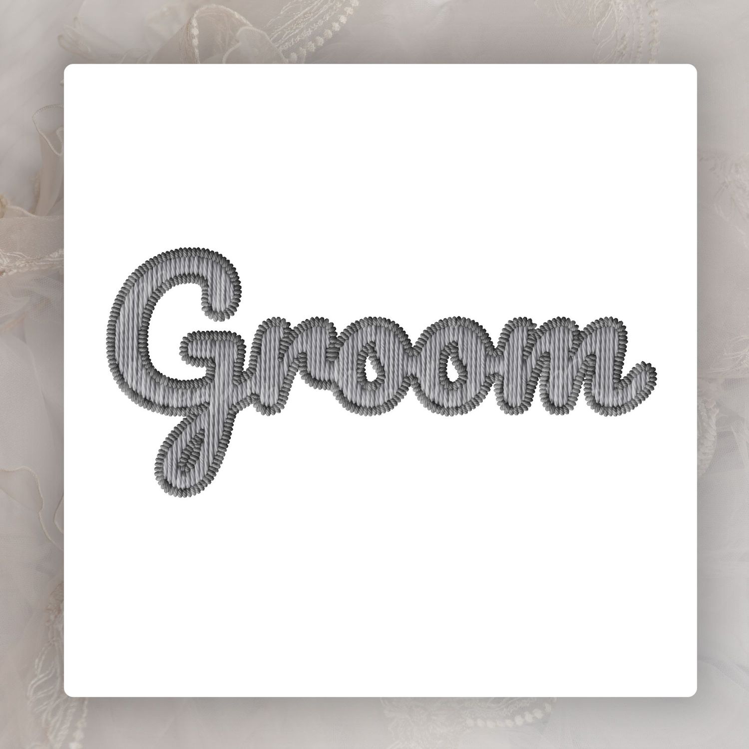 Faux Embroidery Effect Natural Grey Wedding Roles DTF Decal