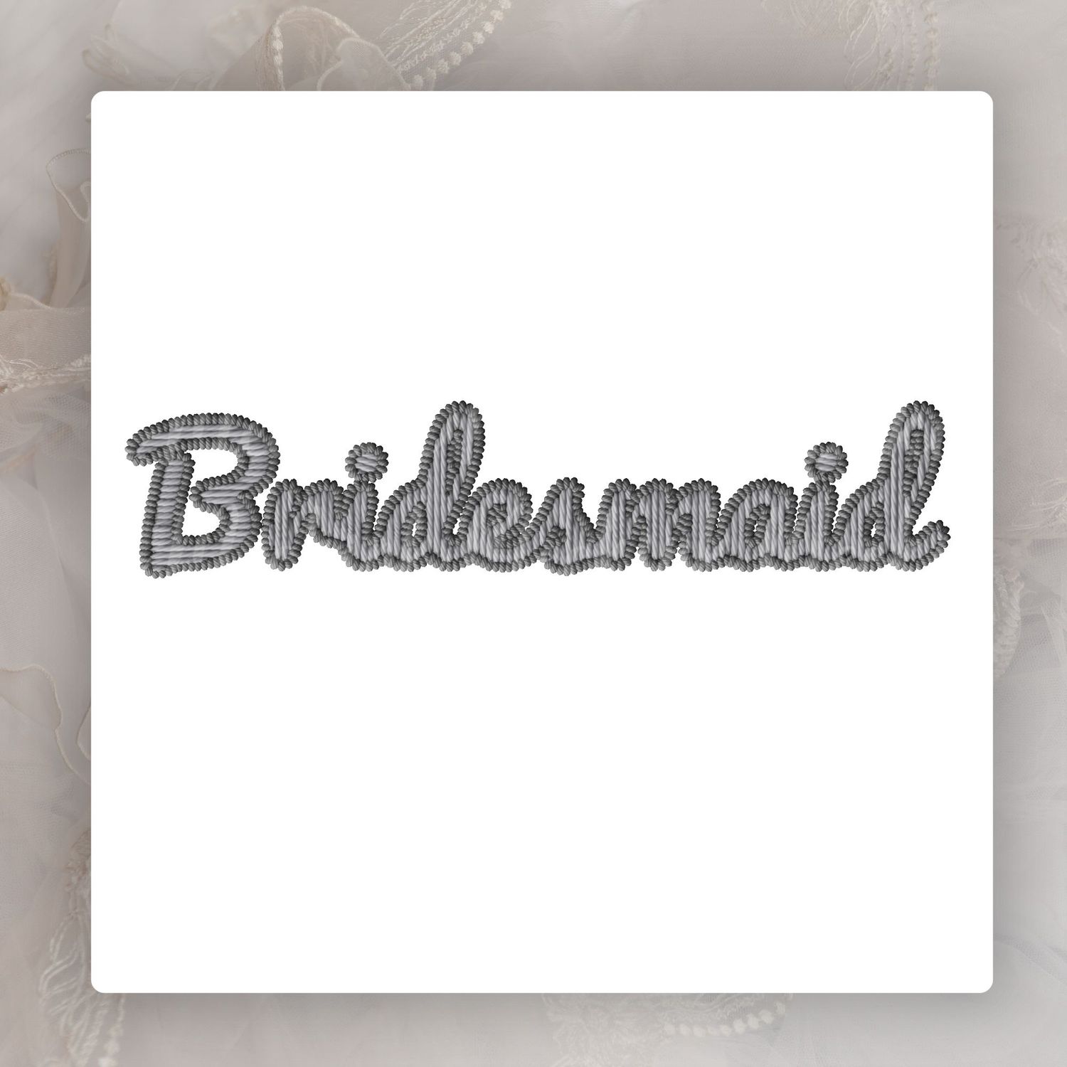 Faux Embroidery Effect Natural Grey Wedding Roles DTF Decal