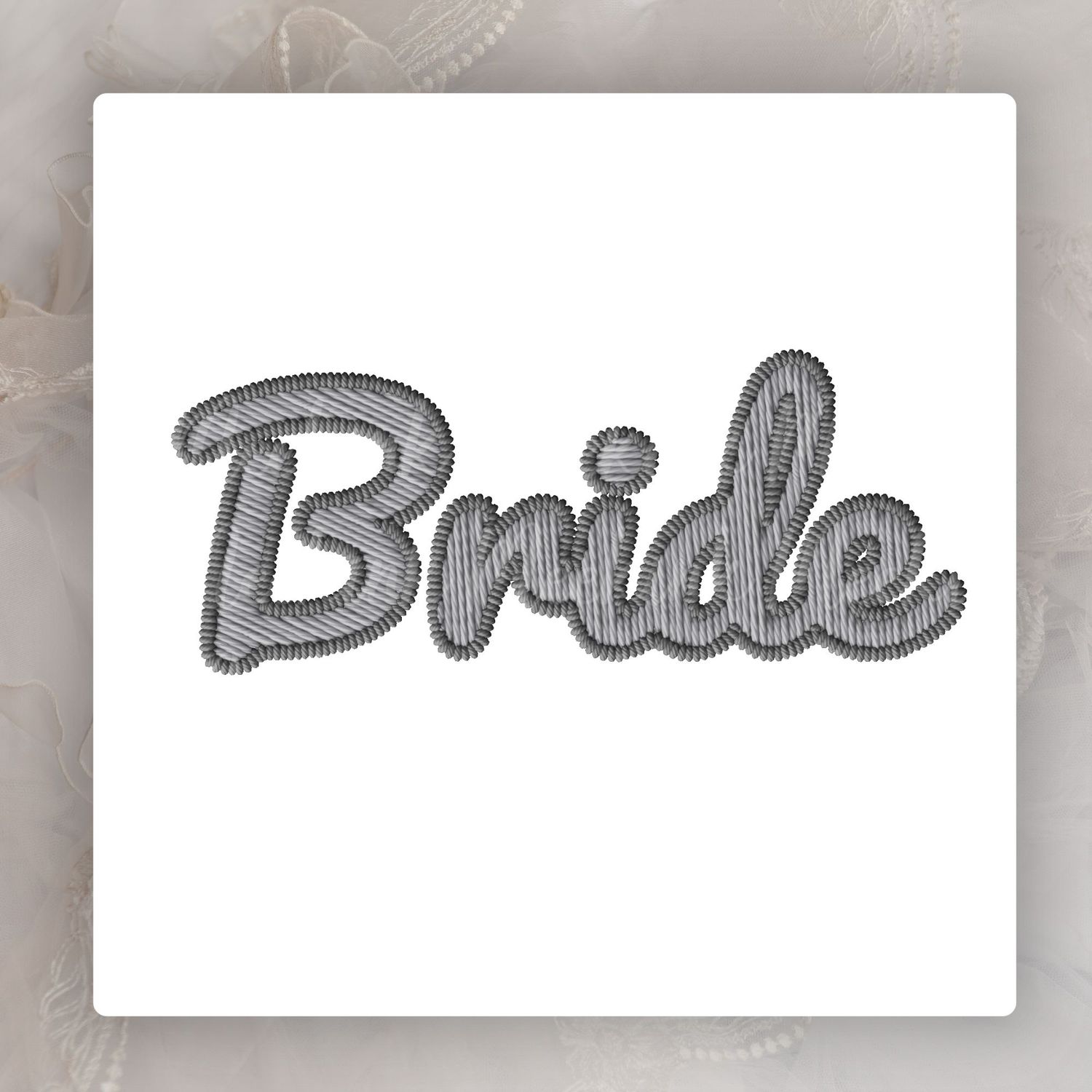 Faux Embroidery Effect Natural Grey Wedding Roles DTF Decal