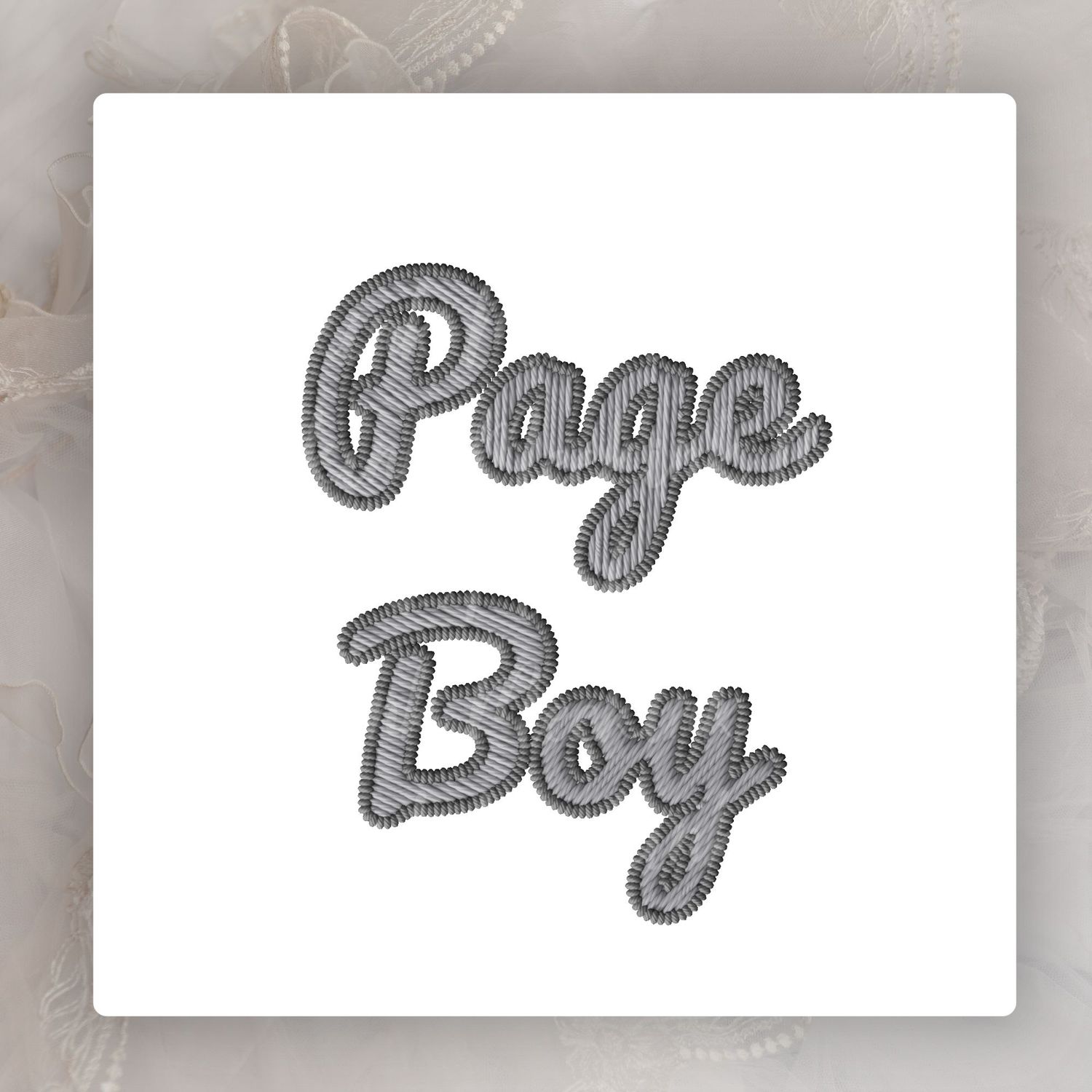 Faux Embroidery Effect Natural Grey Wedding Roles DTF Decal