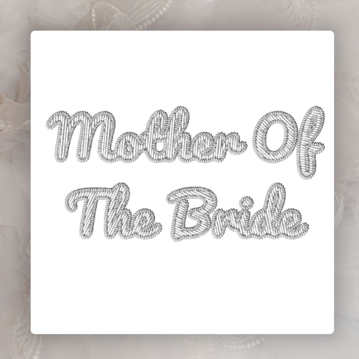 Faux Embroidery Effect Grey/White Wedding Roles DTF Decal