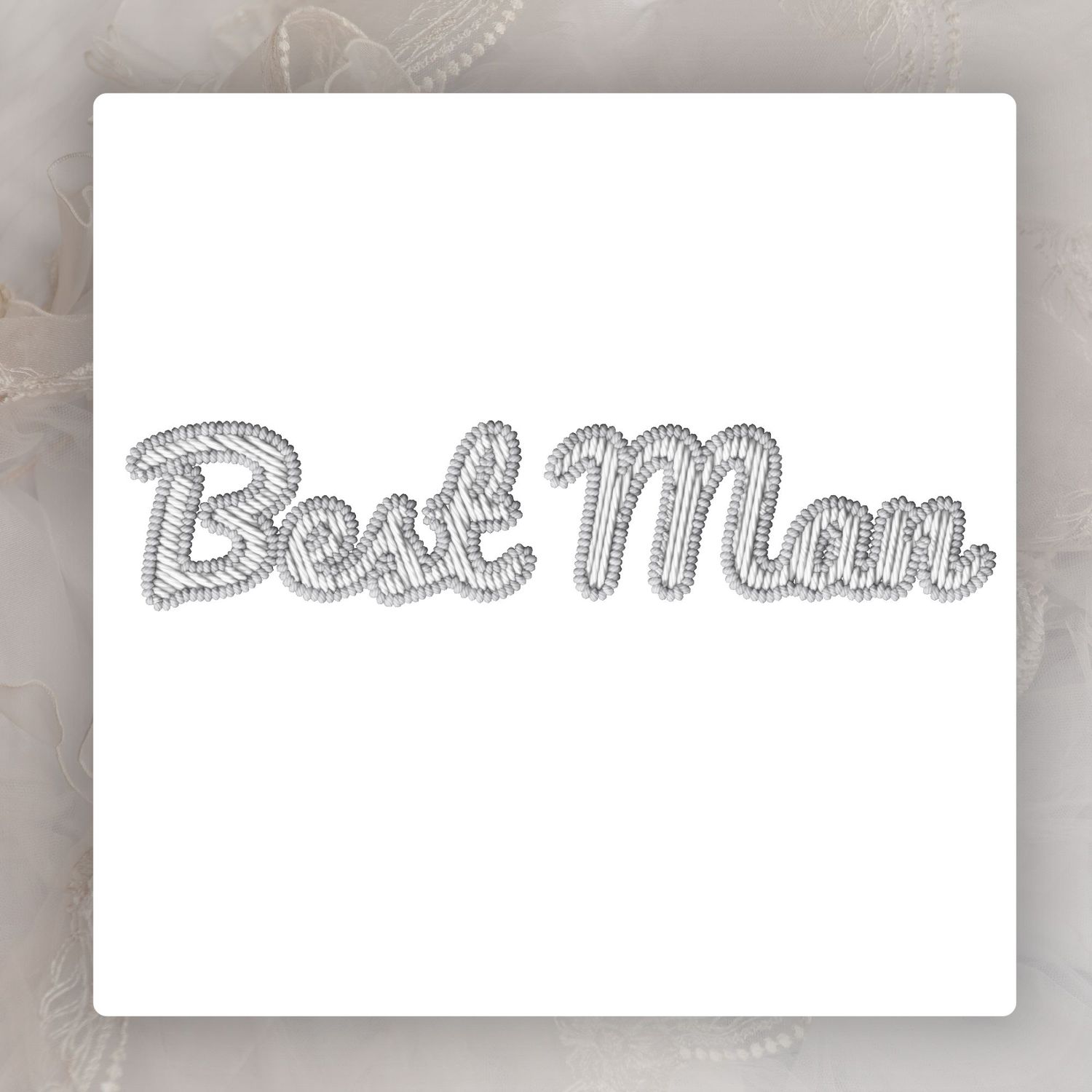 Faux Embroidery Effect Grey/White Wedding Roles DTF Decal