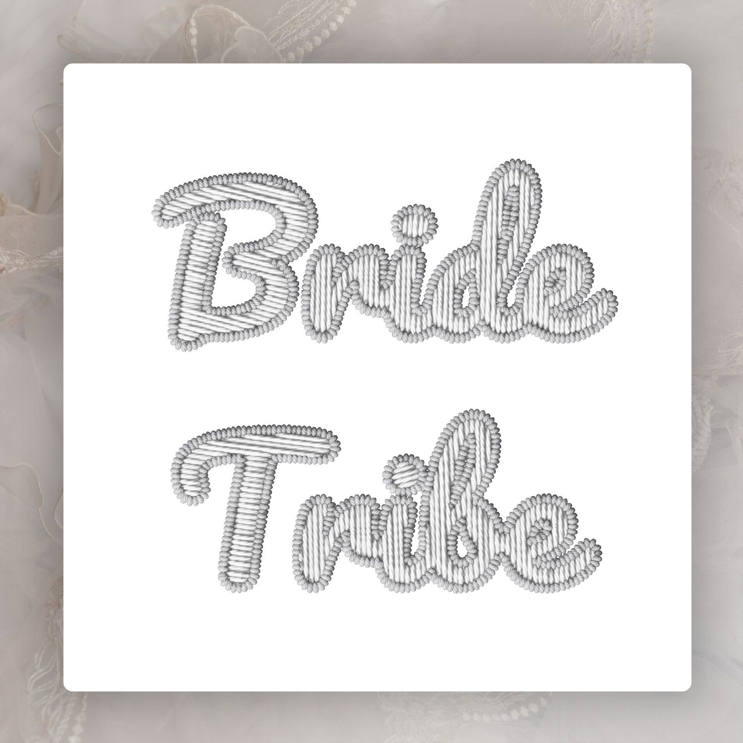 Faux Embroidery Effect Grey/White Wedding Roles DTF Decal
