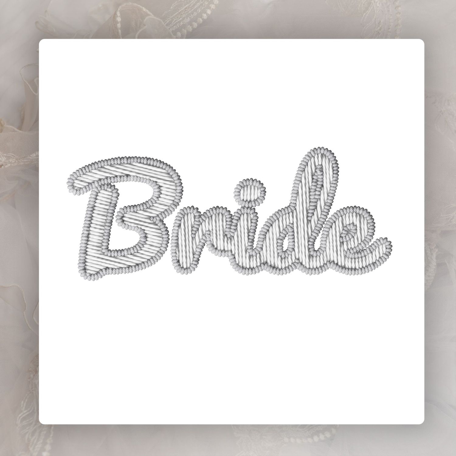 Faux Embroidery Effect Grey/White Wedding Roles DTF Decal