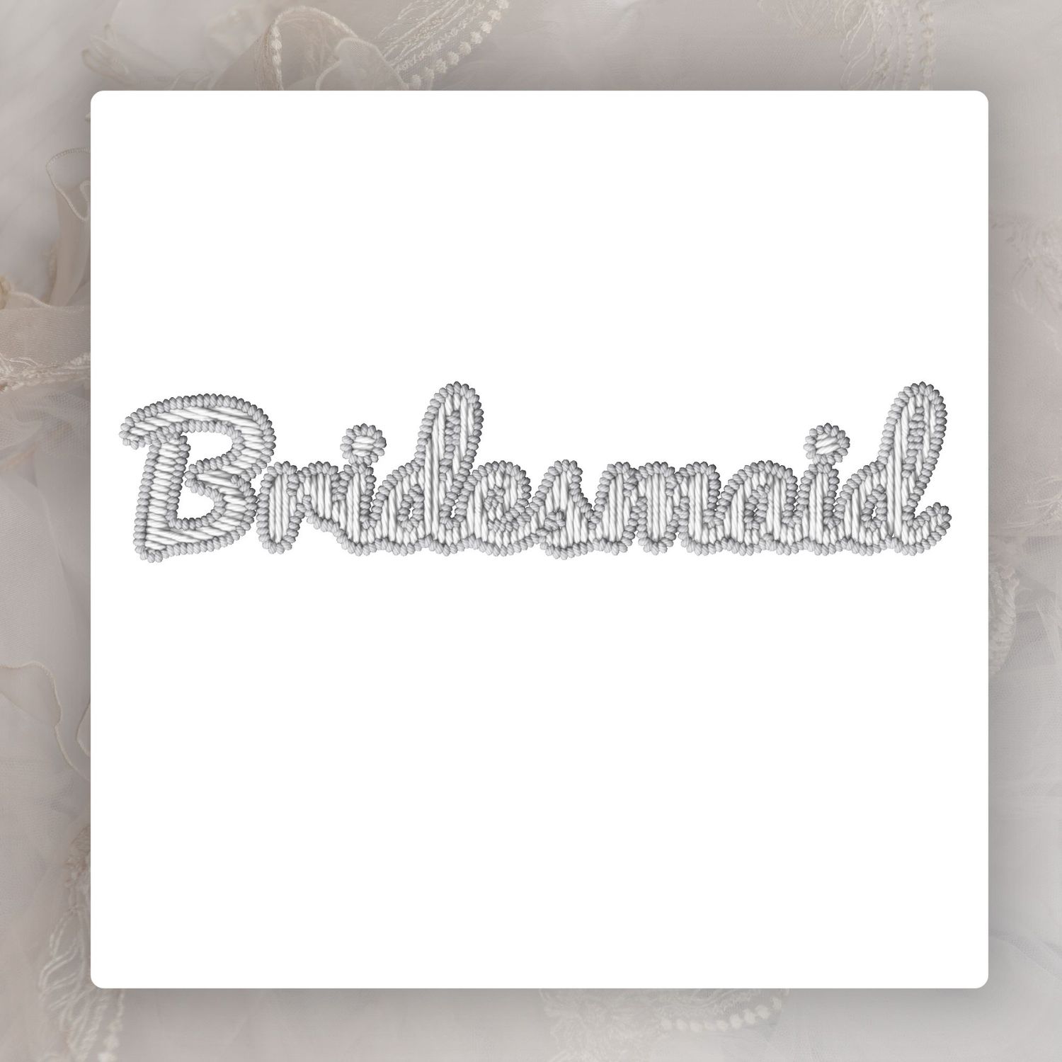 Faux Embroidery Effect Grey/White Wedding Roles DTF Decal