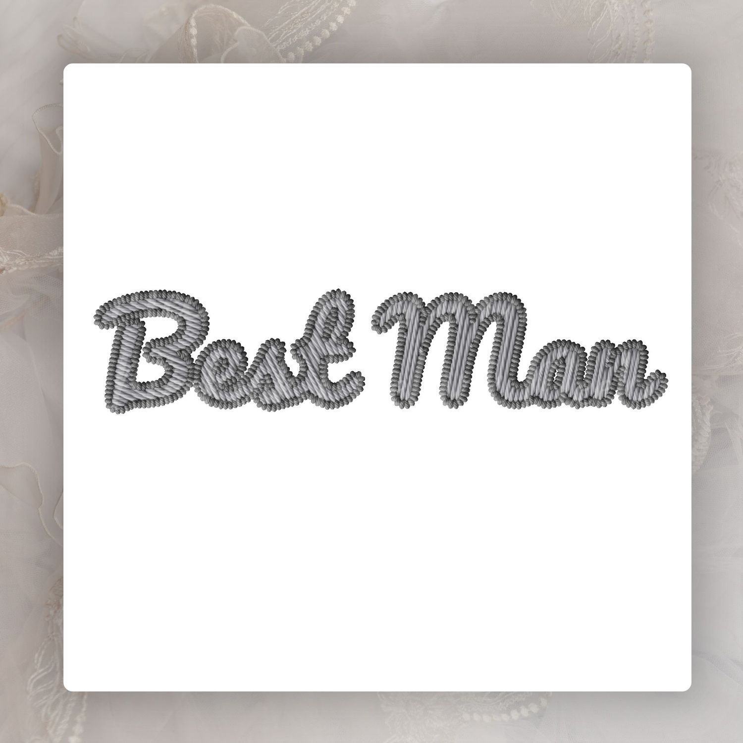 Faux Embroidery Effect Natural Grey Wedding Roles DTF Decal