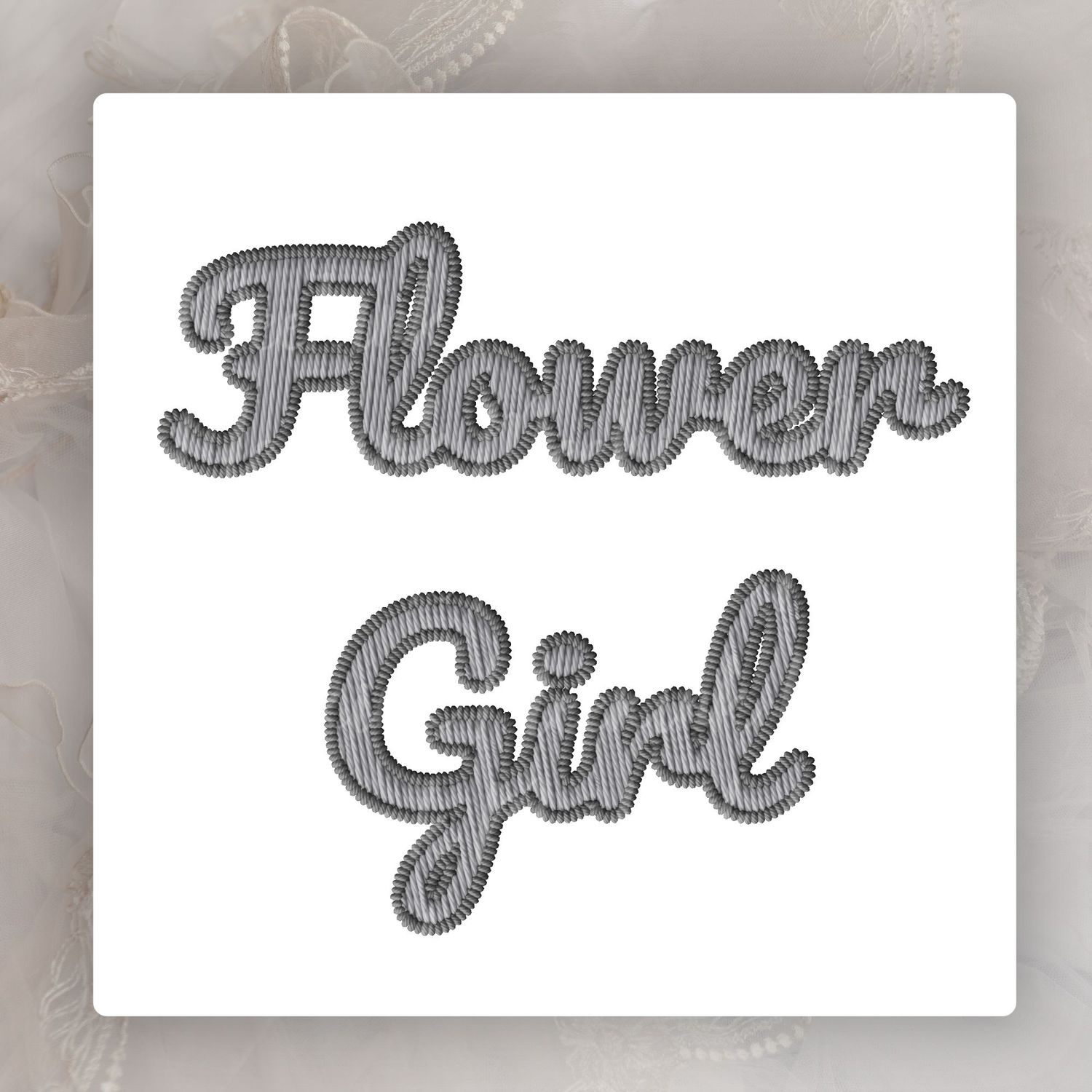 Faux Embroidery Effect Natural Grey Wedding Roles DTF Decal