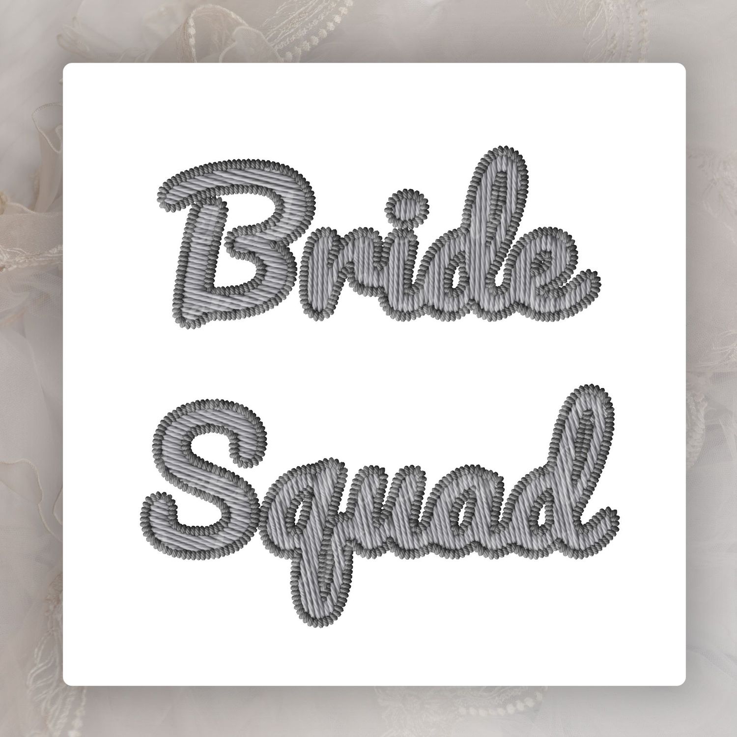 Faux Embroidery Effect Natural Grey Wedding Roles DTF Decal