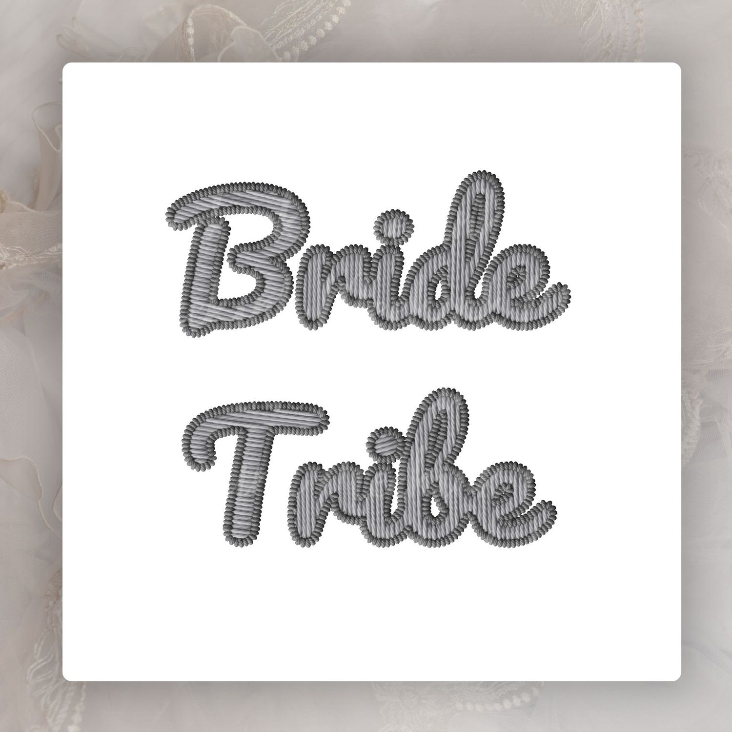 Faux Embroidery Effect Natural Grey Wedding Roles DTF Decal