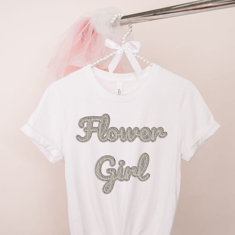 Faux Embroidery Effect Flower Girl Beige DTF Decal