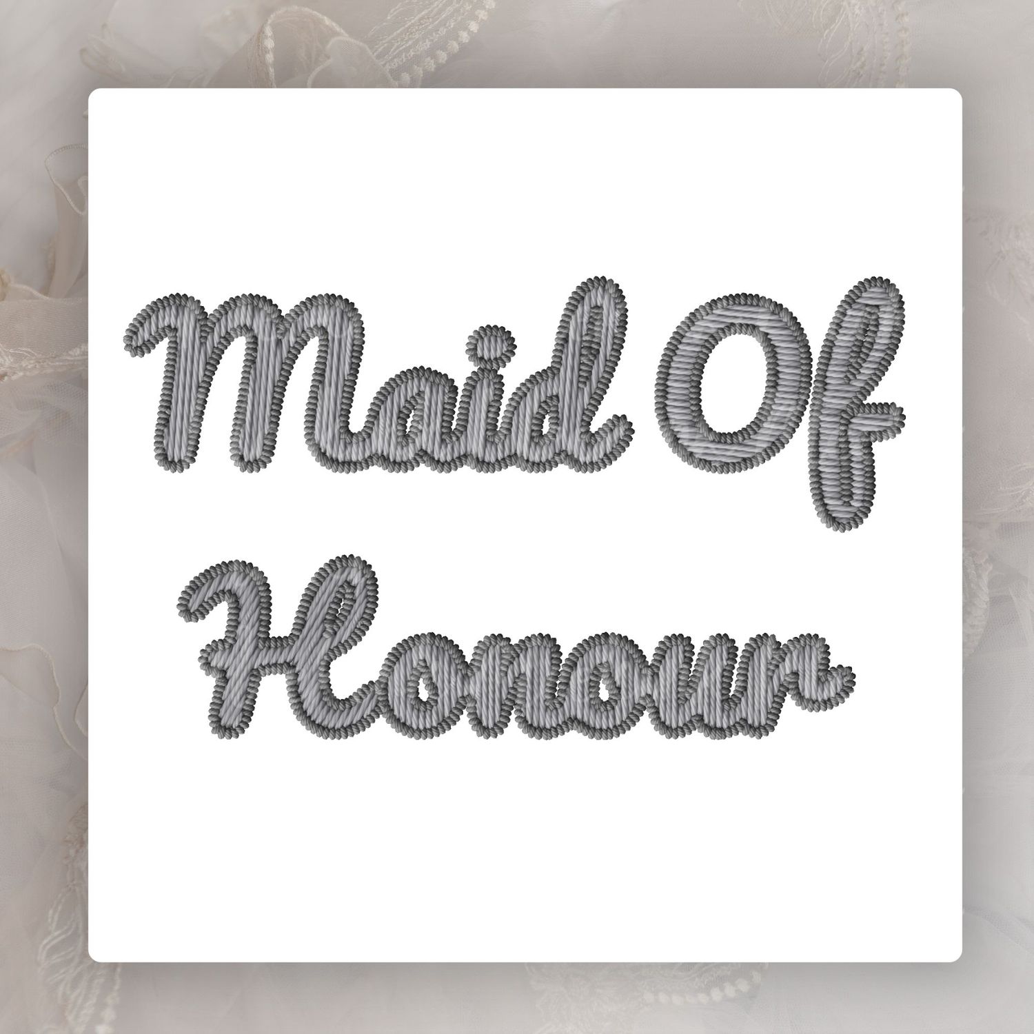 Faux Embroidery Effect Natural Grey Wedding Roles DTF Decal