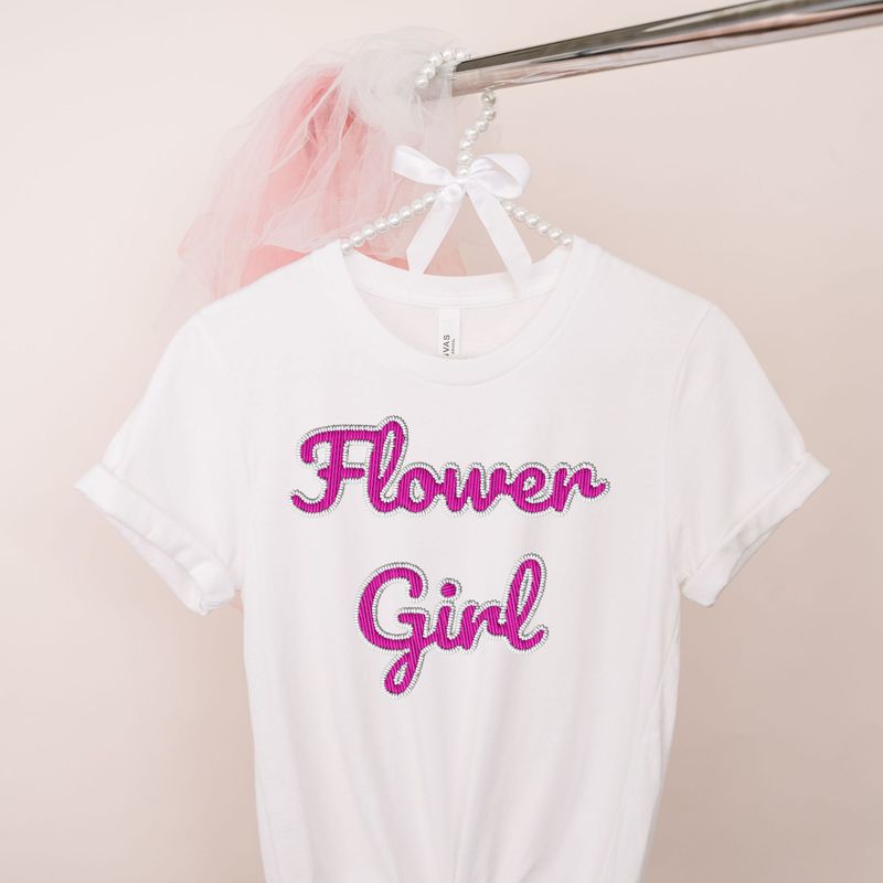 Faux Embroidery Effect Flower Girl Pink DTF Decal