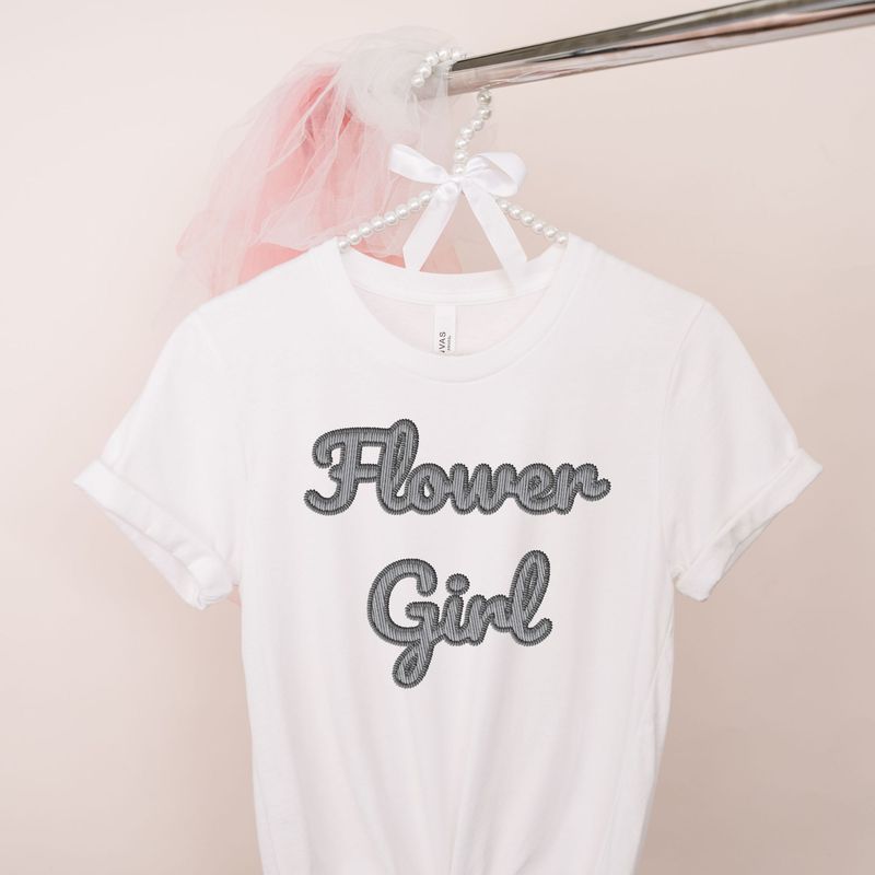 Faux Embroidery Effect Flower Girl Natural Grey DTF Decal