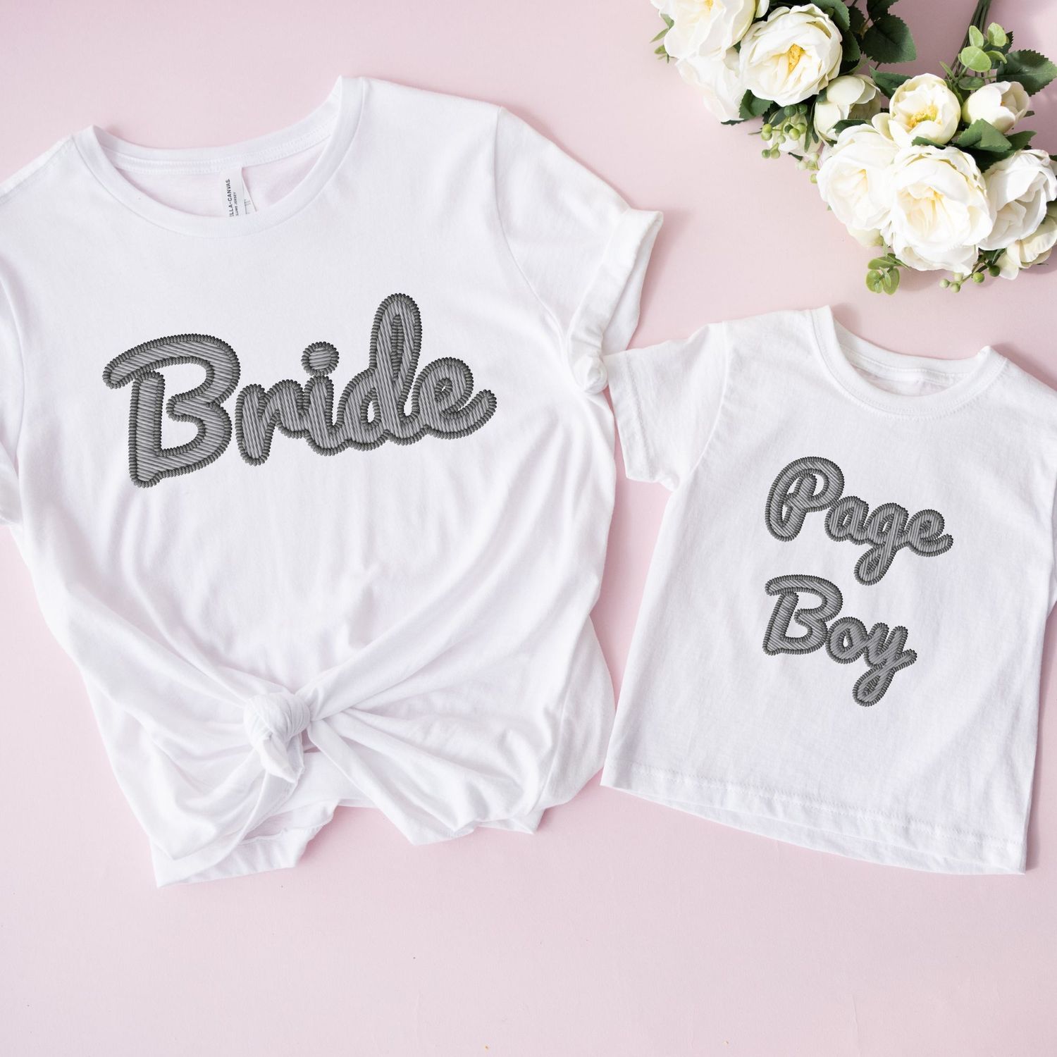 Faux Embroidery Effect Bride/Page Boy Natural Grey DTF Decal