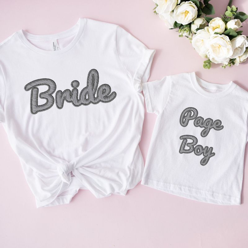 Faux Embroidery Effect Bride/Page Boy Natural Grey DTF Decal