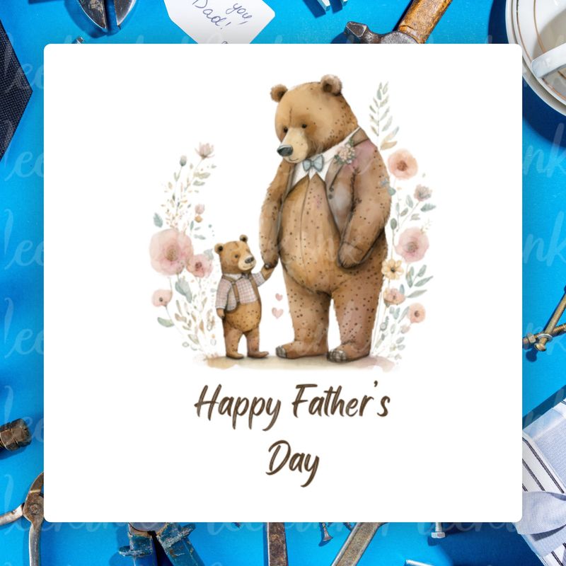 Father&#39;s Day Baby Bear &amp; Daddy Bear UVDTF or DTF Decal